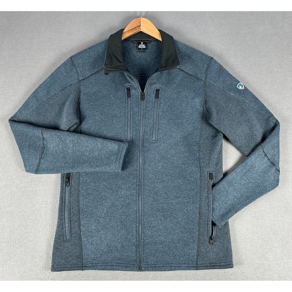 KUHL Jacket Mens Large Storm Blue Interceptr Full Zip Fleece Hybrid Performance